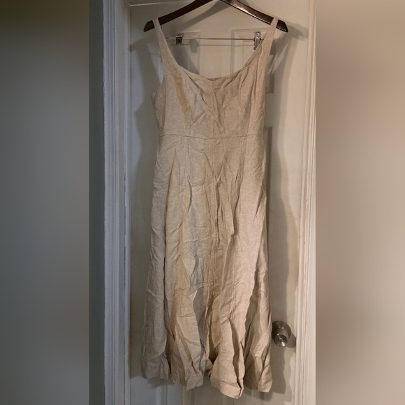 Old Navy Dresses & Skirts - Old Navy Beige Linen Midi Dress